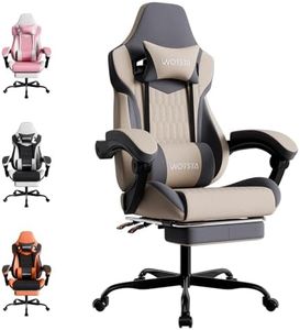 WOTSTA Gaming Chair, Ergonomic Gaming Chair with Footrest and Lumbar Support, Computer Chairs, Height Adjustable Computer Racing Gamer Chairs for Gaming or Office, Beige Blue