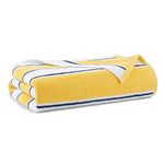 Aston & Arden Striped Beach Towel - Oversized 35 x 70 Soft Plush Thick Cotton, 600 GMS Heavy & Luxury for Pool Chairs, Resort, and Hot Tub, Yellow/Navy