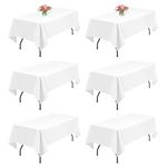 Lumaycens 6 Pack White Polyester Tablecloths,60 x 102 Inch for 6ft Rectangle Table Cloth Washable and Reusable Stain and Wrinkle Resistant for Wedding Party Banquet Camping Restaurant Decoration