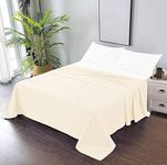 CCWB 100% Egyptian Solid Cotton Bed Sheets 750 Thread Count Sateen Finish Luxuries Hotel Quality (Ivory, King - 1 Piece Bed Sheet), 750 tc