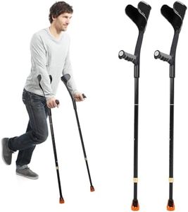 Antdvao Forearm Crutches Pair - Folding, Lightweight, Adjustable for Walking - Rubber Handles, Comfortable, Non-Slip for Adults (Black)