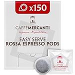 Caffe Mercanti ESE (Easy Serve Espresso) Rossa Italian Coffee Pods in Filter Paper - 44mm, 150 Pods - Italiano Caffe Filter Paper - Non-GMO