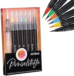 int!rend Juego de 7 rotuladores con pincel I 6 colores de acuarela, 1 pincel de depósito de agua I Set de inicio óptimo - Brush Pen, lápices con punta de pincel flexible, diarios, caligrafía