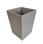 OSCO Grey Faux Leather Waste Bin | Square | Height - 28.5 cm | Diameter - 23 cm | Trash Can | Waste Paper Basket | Recycling Container | Office | Home | Bathroom