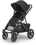 UPPAbaby Vista V3 Stroller - Full-Size Single-to-Double Stroller System - Toddler Seat, Bug Shield, Rain Shield, and Storage Bag Included - Jake (Charcoal/Carbon Frame/Black Leather)