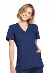 Cherokee Women's Workwear Core Stretch Mock Wrap Scrubs Shirt, Navy, Small