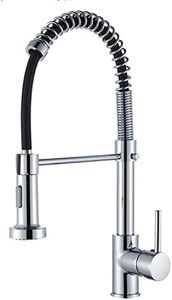WELS Kitchen Tap Commercial Solid Brass Single Handle Single Lever Pull Down Sprayer Spring Kitchen Sink Faucets Polished Chrome WELS Watermark Certified