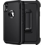 RegSun for iPhone XR Case, with Belt-Clip Holster,Shockproof 3-Layer Full Body Protection[without Screen Protector] Rugged Heavy Duty High Impact Hard Cover Case for iPhone XR,Black