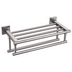 KOKOSIRI Towel Shelf with Double Towel Bars 16 Inches Bathroom Towel Rack Towel Holder Wall Mounted Stainless Steel, Brushed Nickel, B6005BR-L16