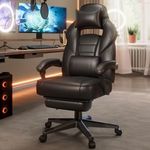 SONGMICS Racing Gaming Chair, Adjustable Office Chair with Footrest, Ergonomic Design, Headrest, Lumbar Support, 150 kg Weight Capacity, Ink Black OBG073BH09