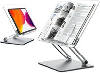 SupeDesk Acrylic Book Stand,Book Display Stand,Laptop Stand Transparent,Foldable,for Book/Tablet/Ereader/Laptop,Retractable Page Clips,Height&Angle Adjustable,Reading,Studying,WFH,Cooking