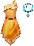 Lito Angels Princess Pocahontas Costume Fancy Dress Up Set with Necklace for Kids Girls Age 5-6 Years (Tag Number 120)