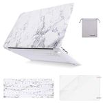 MOSISO Compatible with MacBook Air 13 inch Case M1 2021 2020 2019 2018 A2337 A2179 A1932 Retina Touch ID, Plastic Hard Shell &Keyboard Cover &Screen Protector &Storage Bag, White Marble