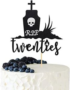 Arthsdite Décoration de gâteau « Rip Twenties », « Death to My Twenties »/Rip to My Twenties, décorations de fête d'anniversaire sur le thème de l'ancien anglais – Paillettes noires