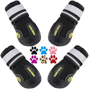 QUMY Dog Shoes for Large Dogs, Medium Dog Boots & Paw Protectors for Winter Snowy Day, Summer Hot Pavement, Water-Resistant in Rainy Weather, Outdoor Walking, Indoor Hardfloors Skid-Resistant Sole