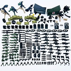 Weapons Pack Military Army WW2 Toys for Mini Soldier Figures Machine Guns Set Boys Battle Building Blocks Bricks Compatible with Major Brand Miutrue Black