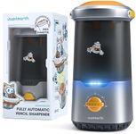 JUPITEARTH Electric Pencil Sharpener for Kids, Hands-Free, Rechargeable, Auto in & Out Spaceship Fully Automatic Pencil Sharpener Fits 6.9-11mm Colored/No.2 Pencils for Classroom Home Office (Black)