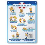 SmartSign 14 x 10 inch “Our Pool Rules - No Running, No Glass In Pool Area, No Rough Play…” Metal Sign, 40 mil Laminated Rustproof Aluminum, Multicolor, Made in USA