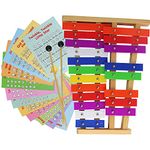 Xylophone 20 Notes Chromatic F-C Tuned Glockenspiel with Colorful Metal Keys, Sheet Music Cards