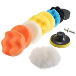 11Pcs 3 Inch Car Foam Drill Polishing Pad Kit Buffing Sponge Pads Kits by Yesallwas,for Car Sanding, Polishing, Waxing (8 Polishing Pads,1 Woolen Buffer, 1 Thread Drill Adapter with Shank) (3"/80mm 11pcs)