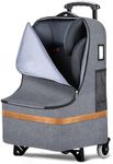 Tonyeee Padded Car Seat Travel Bag for Airplane with Wheels, Heavy Duty Carseat Bags for Air Travel, Rolling Gate Check Backpack and Dolly Carrier, Storage for Baby Essentials, Grey