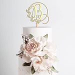 B Letter Monogram Initial Cake Topper,Wedding Gold Cake Decor, Wedding Bridal Party Decoration Favors, Bride Engagement Gift Cake Decorations