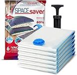 Spacesaver Premium Vacuum Storage Bags. 80% More Storage! Hand-Pump for Travel! Double-Zip Seal and Triple Seal Turbo-Valve for Max Space Saving!(Jumbo 6 Pack)