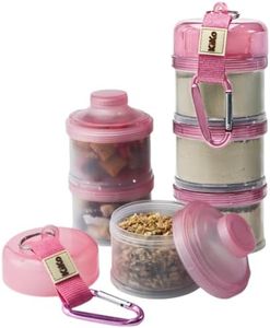 Formula Container to Go – Baby Essentials, Stackable Formula Dispenser for Night Feedings, Snacks and More – Protein Powder Travel Container – 2 Pack, by KiKo (Pink)