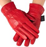 Alpine Swiss Womens Touch Screen Gloves Leather Phone Texting Glove Thermal Warm RED L