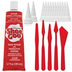 Shoe Goo Repair Adhesive for Fixing Worn Shoes or Boots, Clear, 3.7 Ounce (109.4mL), 10 Snip Tip Applicator Tips and Pixiss Spreader Tools Set