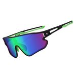 DUCO Polarized Sunglasses Baseball Sun Glasses for Men Women Lightweight TR90 Frame UV400 Sports Cycling Shades (Black Frame Green Temple Revo Blue Lens)