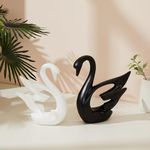 amazon basics Lavish Modern Home Décor Swan Couple | Matte Finish Ceramic Figurines (Set of 2Pc, White and Black)