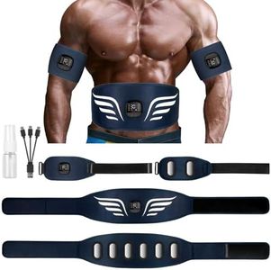 Profey Electroestimulador Abdominal, Electroestimulador Muscular, EMS Abdominales Electroestimulacion para Abdominales Brazos Piernas, Cinturón Muscular Abdominal Muscular 10 Modos Y 30 Intensidades