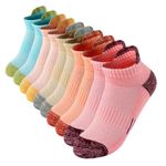 Trainer Socks Womens 5 Pairs, Trainer Running Socks Women Cushioned Breathable Sports Socks hilly Running Sock Cotton Ankle Athletic Socks for Ladies Girls