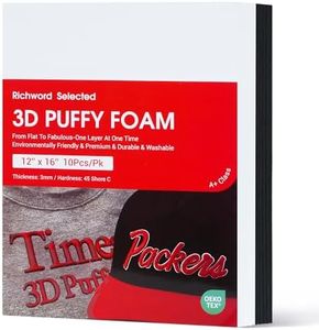 Richword Selected 3D Embroidery Puffy Foam 12"x16" 3MM - 10PCS (5White+5Black) for Caps, Jackets, Garments and More