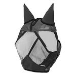 Nobleza Mesh Fly Mask With Ears, Half Face Masks, Breathable Anti Mosquito Horse Mask, Black, Size Full.