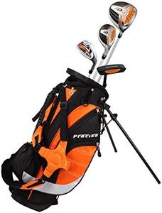 Remarkable Right Handed Junior Golf Club Set for Age 3 to 5 (Height 3' to 3'8") Set Includes: Driver (15"), Hybrid Wood (25*), #7 Iron, Putter, Bonus Stand Bag & 2 Headcovers