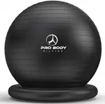 ProBody Pilates Ball Yoga Ball Chair, Exercise Ball Chair with Base or Stand for Home Office Desk Sitting or Workout, Balance & Stability Ball Seat, Large Gym Ball for Back (Black, 75 cm)