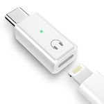 TiMOVO Lightning to USB C Audio Adapter, USB C Male to Lightning Headphone Earphone Female Converter for iPhone 15/16 Series, iPad, Galaxy, MacBook, Not for Charging/Data Transfer, White