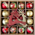 Mumoo Cat 40 PCS Christmas Ball Ornaments Set, Christmas Tree Baubles Ball, Painted Plastic Christmas Balls for Christmas Holiday Party Home Decoration (Red and Gold A)