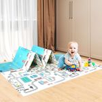 Kidsmate Baby Town Play Mat for Babies | Extra Large Reversible Mat for Kids | New Born Baby Puzzle Floor Mats for Home | BPA Free Crawling Foldable Foam Mat (6.5x5 ft, 0.6cm Thickness) Multicolor