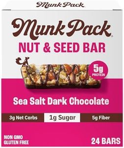 Munk Pack Nut & Seed Bar Sea Salt Dark Chocolate | 1g Sugar, Low Carb & Keto, 5g Protein | Gluten Free, Plant Based, Zero Added Sugar | Sweet & Salty Breakfast & Snack Bars | 24 Count