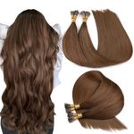 SURNEL Brown I Tip Hair Extensions Real Human Hair #4 Dark Brown Keratin Hair Extensions 18inch Hot Fusion Human Hair Extensions 50g/50s Tip Real Human Hair Extensions (itip#4,18in)