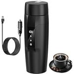 Car Portable Heating Cup,12V 80W Travel Electric Cup,350ml Car Electric Kettle，304 Stainless Steel Liner Car Heated Mug，Adjustable Temperature, Anti-Dry Burn Protection