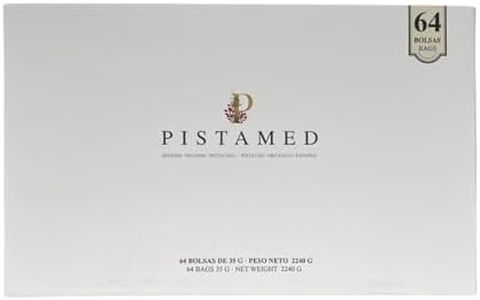 PISTAMED - Pistachos ecológicos - Sin Sal - Tostado Artesanal - Sin Aditivos y Sin Gluten - Alto en Contenido en Fibra - Dietas Vegetarianas y Veganas - Caja: 2,24 kg, Paquete de 64 bolsitas de 35 g