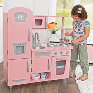 KidKraft Pink Vintage Toy Kitchen – Pretend Play Set for Kids