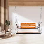 VNF S.S Hanging Swing Chair for Adults - Silver Finish | Hammock Hanging Swing for Balcony, Home Indoor & Outdoor Area | Strong and Durable Washable Jhula | Rust-Free Stainless Steel Swing - 4 Feet