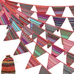 LJBCS 49.2 Feet Floral Pennant Banner 45 Pieces Bohemian Fabric Triangle Flag 14 Patterns Vintage Bunting Banner Garland Retro Fabric Hanging Pennant with Bundle Bag for Wedding Birthday Home Party