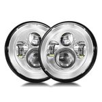 UNI-SHINE 2pcs Projector 7 Inch LED Headlight Hi/Lo Beam Chrome DOT Approved 7’’ Round H6024 LED Headlight Compatible with Jeep Wrangler JK CJ TJ Compatible with Miata Compatible with Chevy S2C