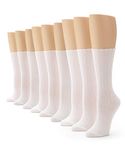 No Nonsense Women's Scallop Pointelle Crew Sock, White-9 Pair Pack, 3.5-9 UK (Pack of 9)